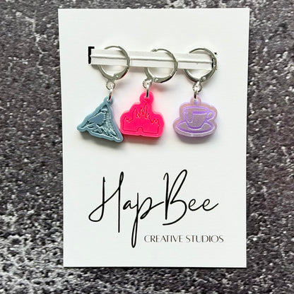 Stitch Marker Set - Castle, Teacup, Mountain